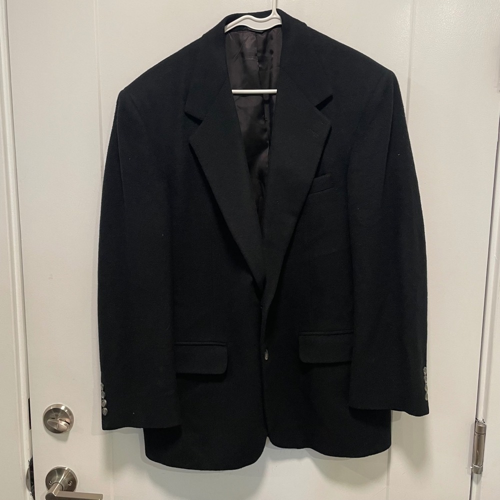 Mark Shale‎ Mens Black 100% Pure Camel Hair Two Button Blazer Sport Coat 42R